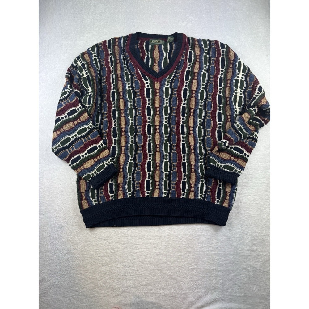 Vintage 90s Coogi Style 3D Knit Crewneck‎ Pullover Grandpa Sweater Men's Size L